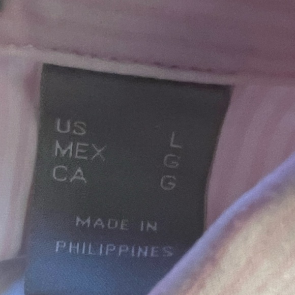 LIZ CLAIBORNE PINK & WHITE SIZE LARGE LONG SLEEVE DOUBLE BUTTON CUFFS - Picture 6 of 6